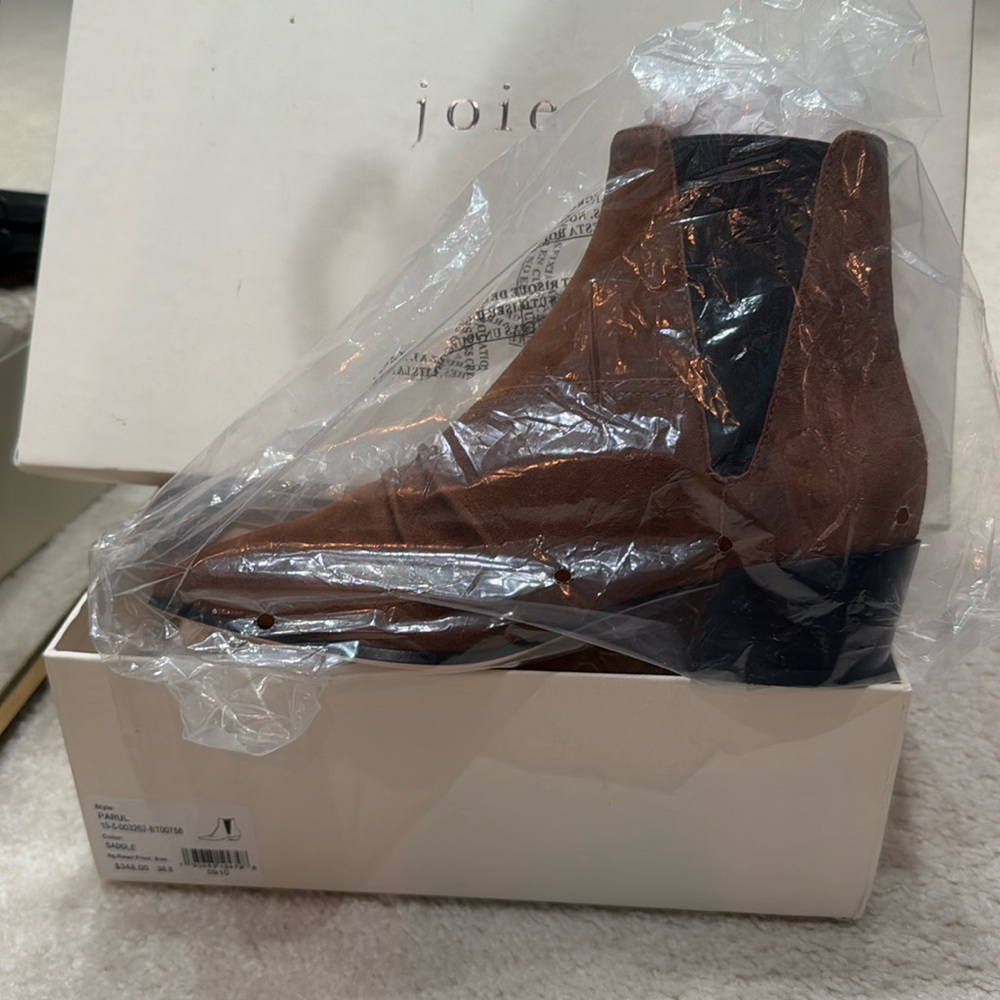 Brand new brown suede bootie.  Size 6.5 women’s.  Brand is Joie .